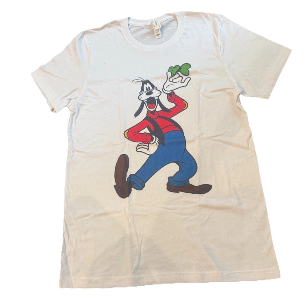 Bella Canvas White Short Sleeve Tee with Vintage Goofy Design - M